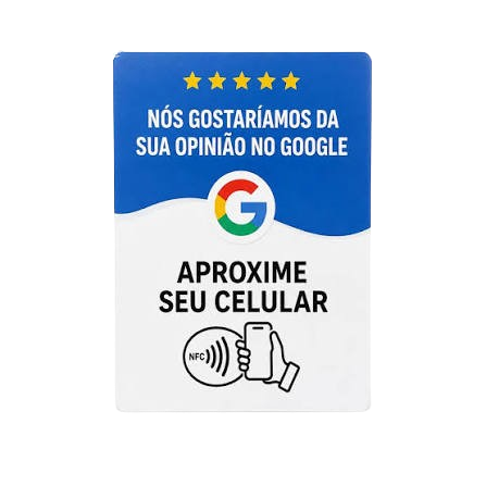 Plaquinha de avaliação: aproxime o celular e deixe sua opinião no Google